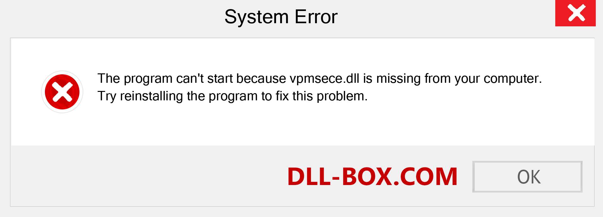 vpmsece.dll file is missing?. Download for Windows 7, 8, 10 - Fix  vpmsece dll Missing Error on Windows, photos, images